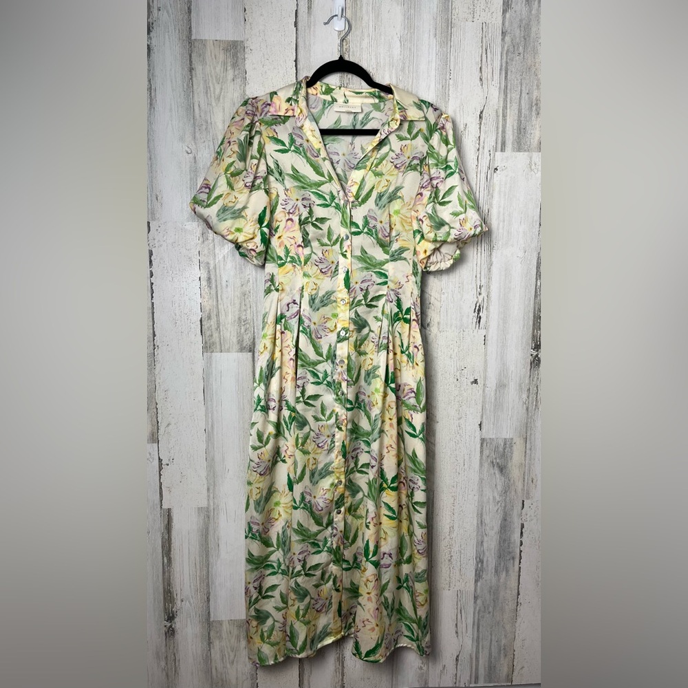 MELLODAY Pastel Floral Button Down Midi Dress size  XS